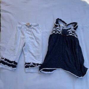 Isobella & Chloe Girls Ruffle Dress Set 18M – Navy Blue & White, Toddler Outfit